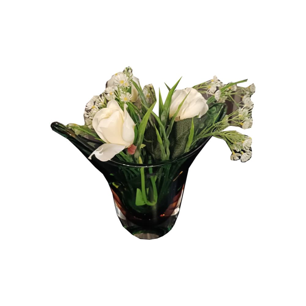 گلدان شيشه ای سبز طرح 2 تولیکا
