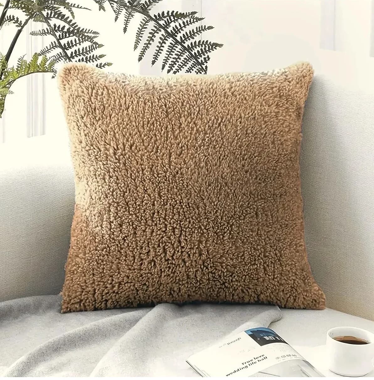 کوسن 43×43 مخمل دار قهوه ای بنليسو تولیکا