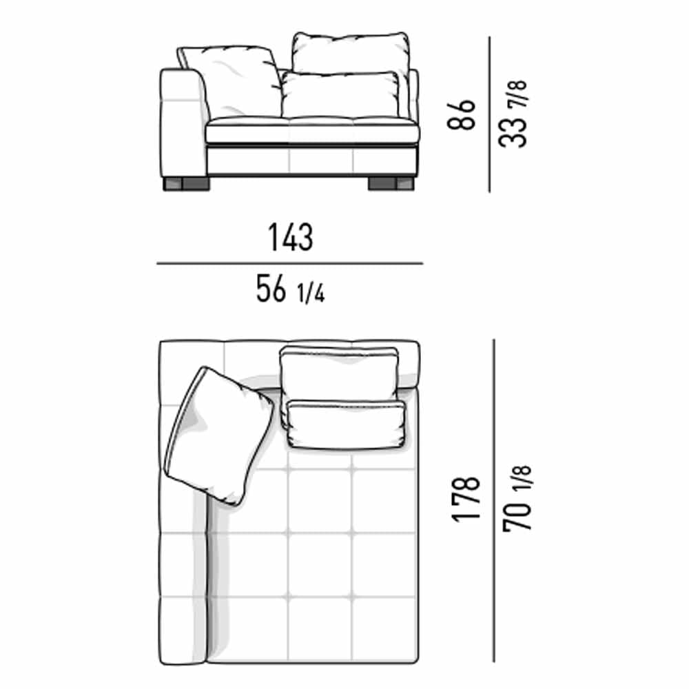 مبل کنج استراحت چپ 143×178 تولیکا مدل دیوانی