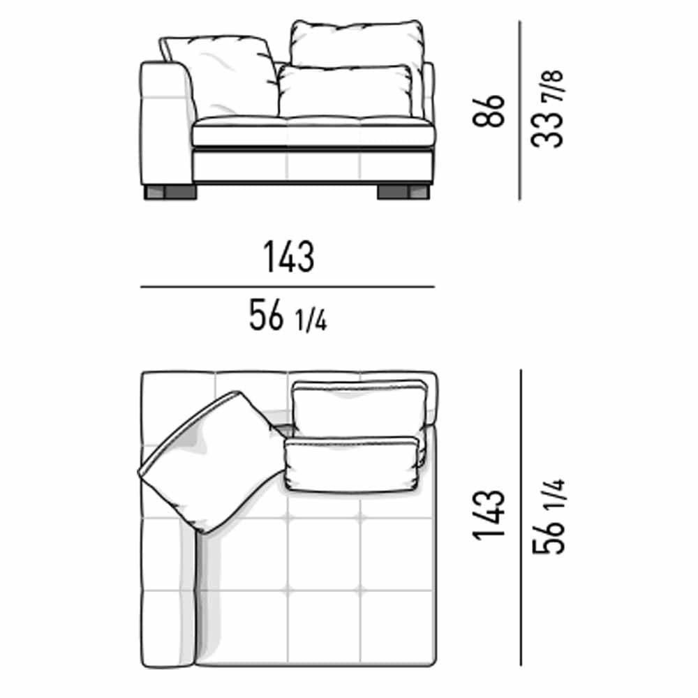 مبل کنج استراحت چپ 143×143 تولیکا مدل دیوانی