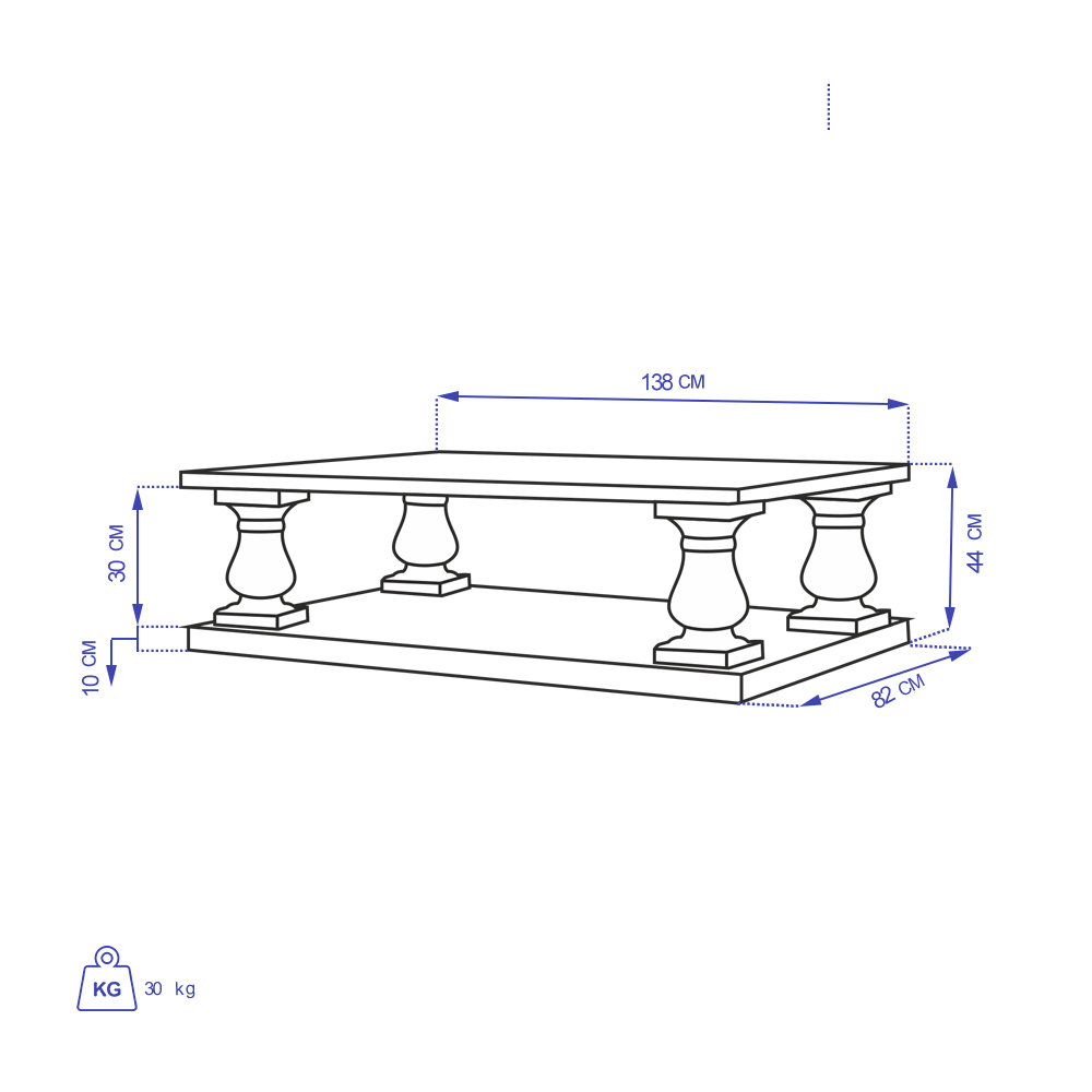 میز جلو مبلی مستطیلی تولیکا مدل النا
