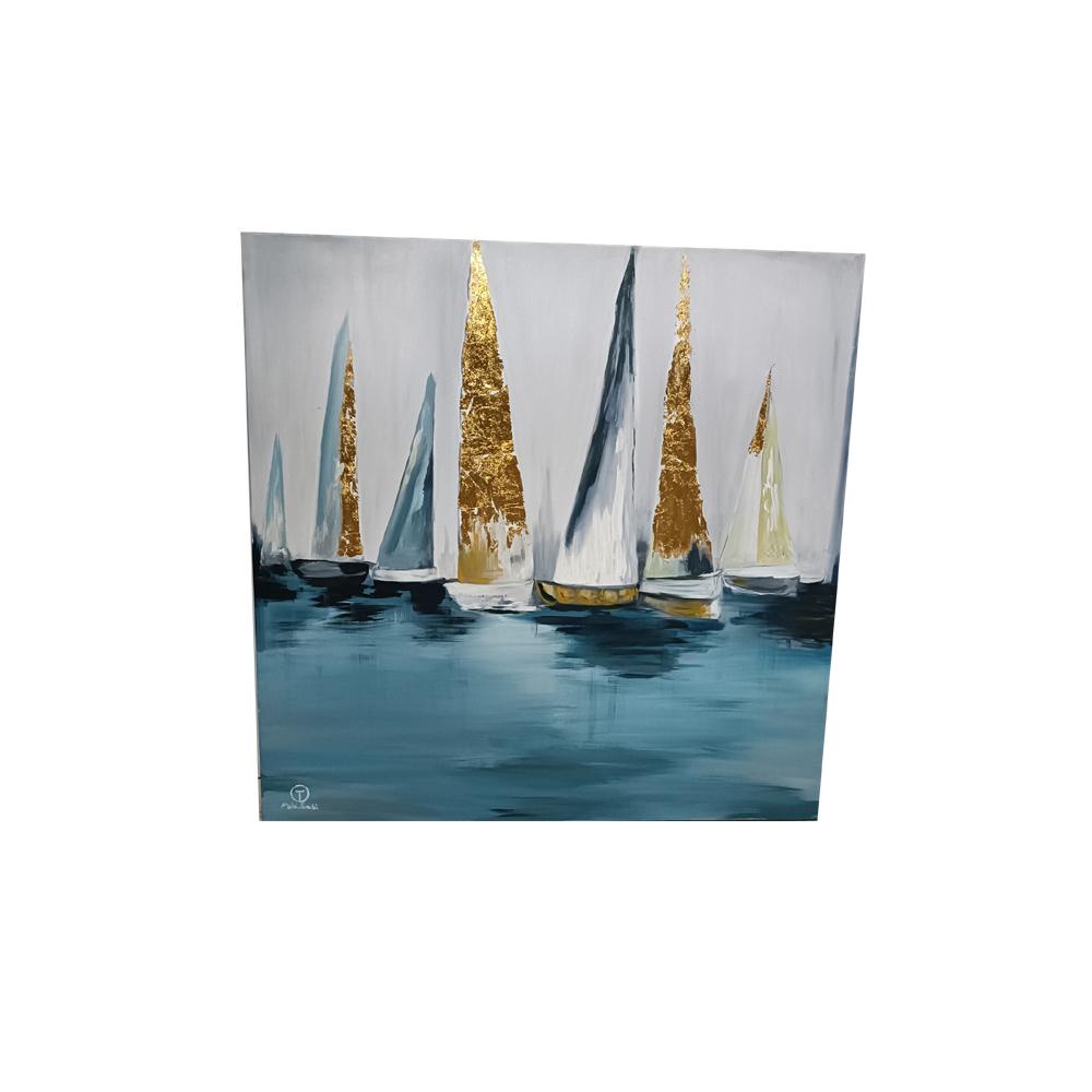 تابلو نقاشی قایق ورق طلا تولیکا