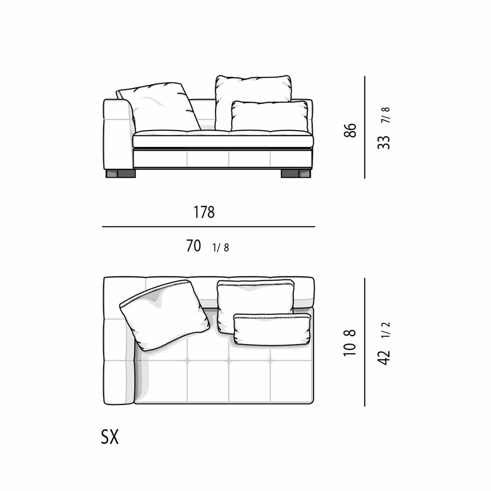 مبل کنج چپ 178×108 تولیکا مدل دیوانی 