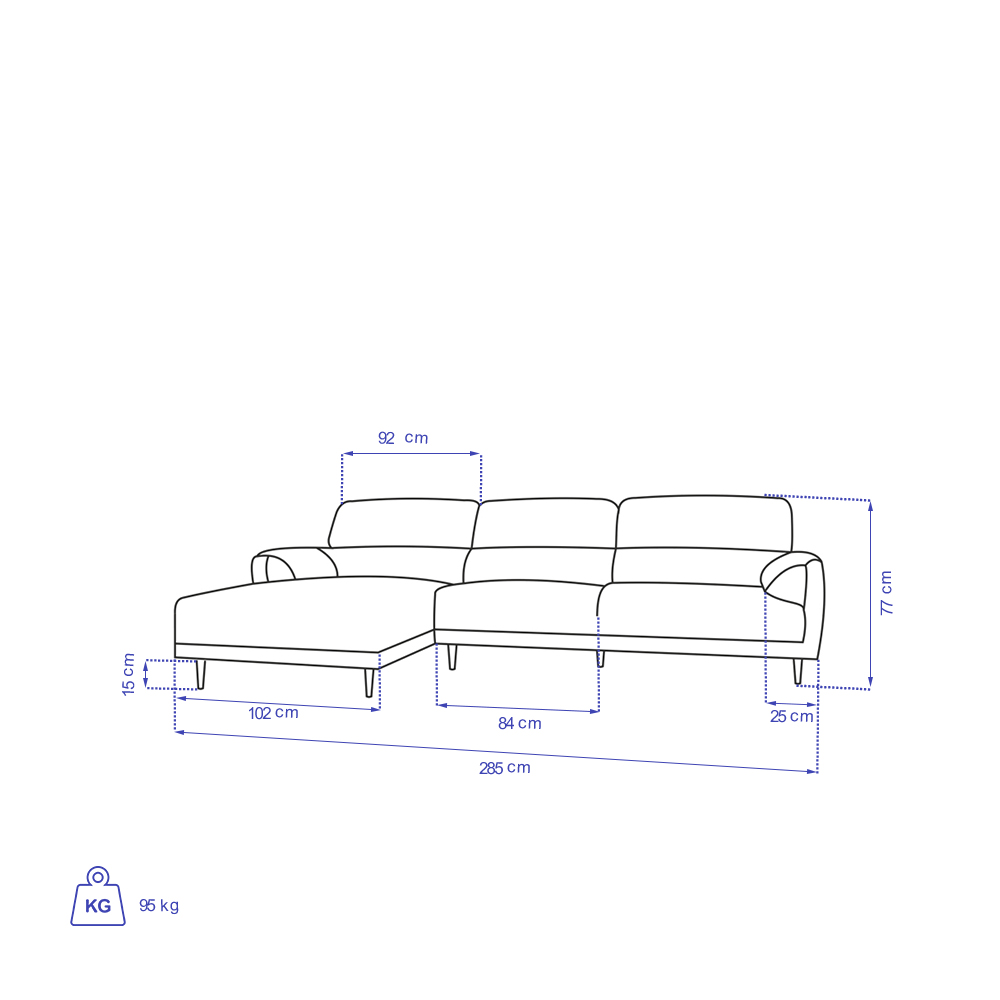 مبل ال چپ(از رو به رو) تولیکا مدل کیا