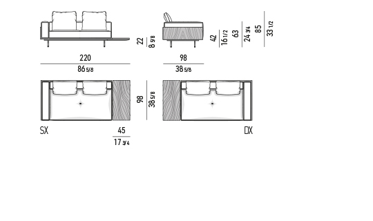 BRASILIA 220  LEFT CORNER SOFA BY TOLICA