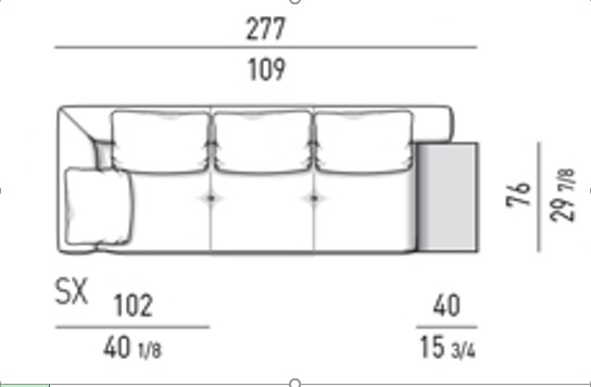 CONNERY 277 LEFT CORNER SOFA WITH FLAP BY TOLICA